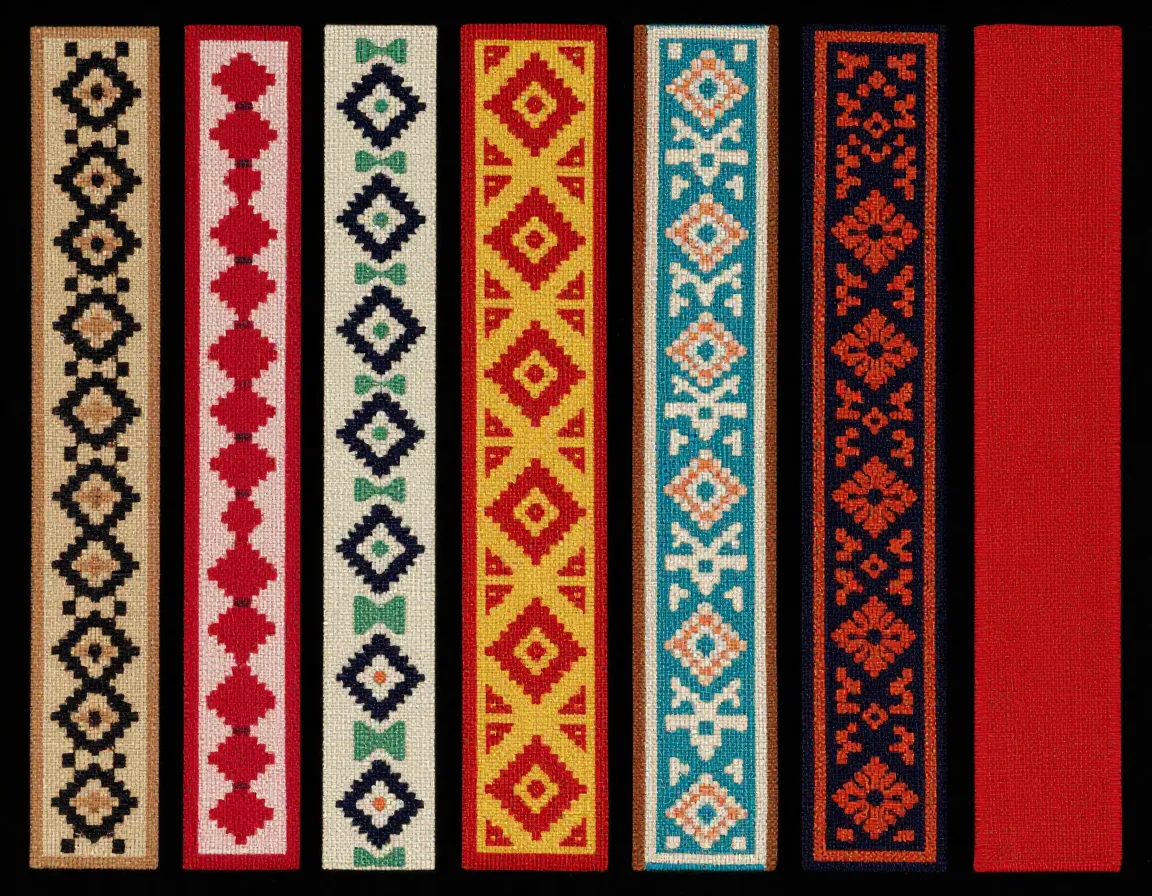 Hilos de colores naturales organizados verticalmente mostrando la paleta tradicional maya